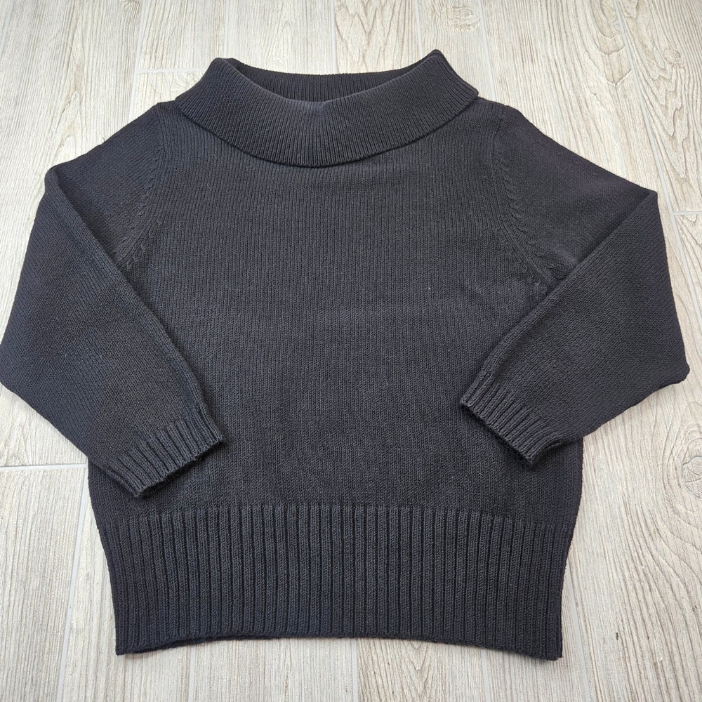 Harold's Black Portrait Collar Cotton Blend Knit Sweater Large Long Sleeve